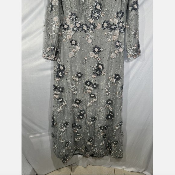 NWT $598 Mac Duggal [ 18W‎ ] Embellished Illusion Long Sleeve A Line Gown #Q542 - Picture 5 of 16